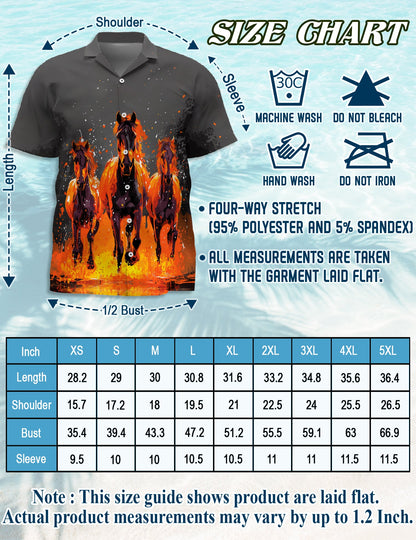 Fire Horse Hawaiian Shirt for Men, Button Down Aloha Shirt - Azhawaiian