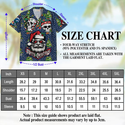 Santa Skull Christmas Hawaiian Shirt for Men, Button Down Aloha Shirt - Azhawaiian