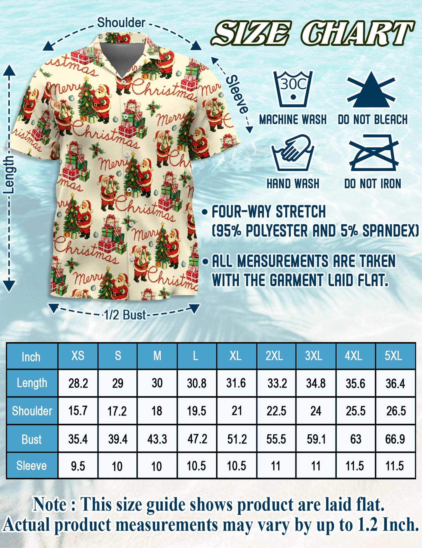 Santa Claus Hawaiian Shirt for Men, Button Down Aloha Shirt - Azhawaiian