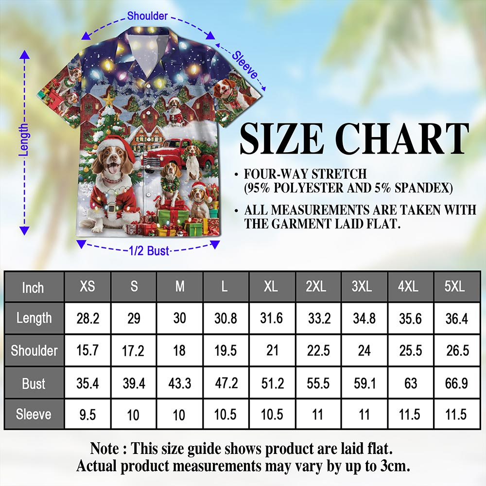 Brittany Spaniel Christmas Hawaiian Shirt for Men, Button Down Aloha Shirt - Azhawaiian