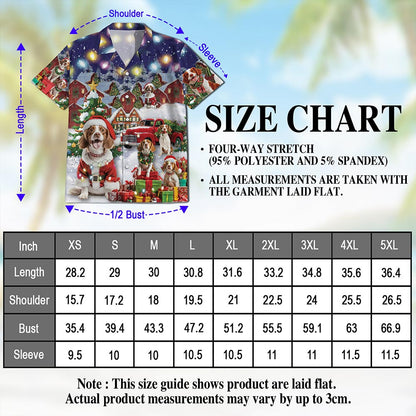 Brittany Spaniel Christmas Hawaiian Shirt for Men, Button Down Aloha Shirt - Azhawaiian