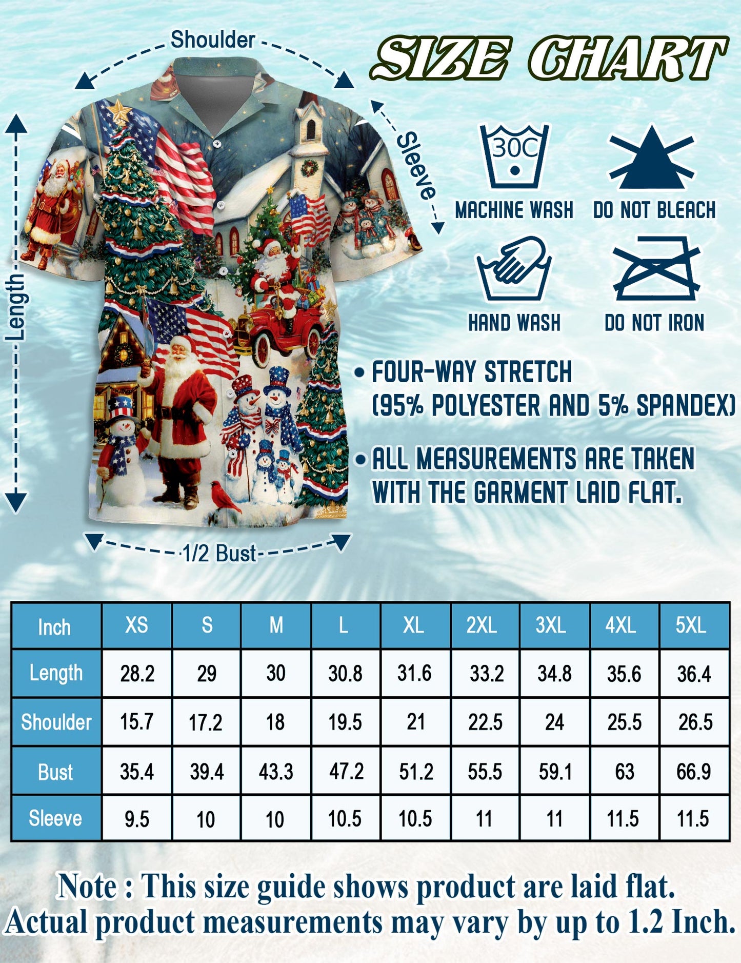 American Flag Santa Christmas Hawaiian Shirt for Men, Button Down Aloha Shirt - Azhawaiian