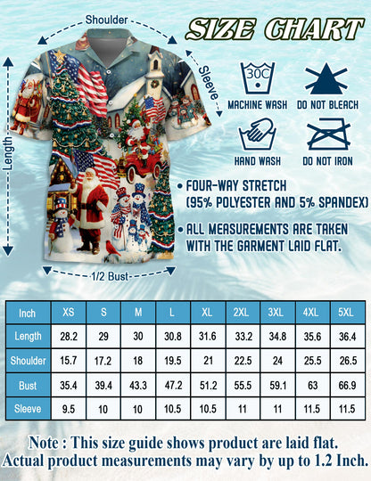 American Flag Santa Christmas Hawaiian Shirt for Men, Button Down Aloha Shirt - Azhawaiian