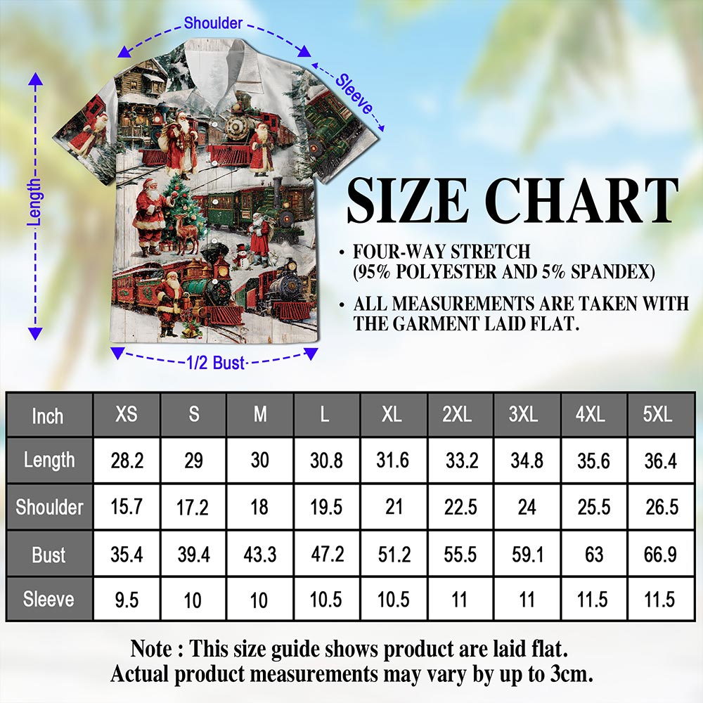 Vintage Christmas Train Hawaiian Shirt for Men, Button Down Aloha Shirt - Azhawaiian
