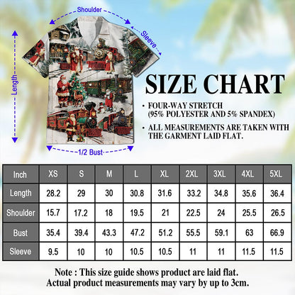 Vintage Christmas Train Hawaiian Shirt for Men, Button Down Aloha Shirt - Azhawaiian