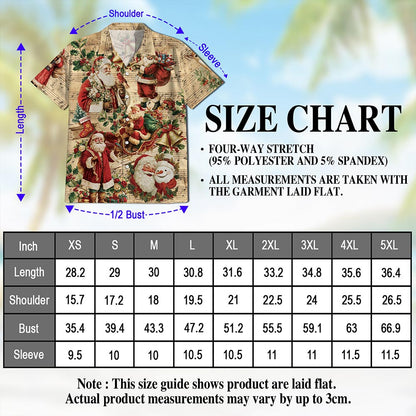 Vintage Santa Claus Christmas Hawaiian Shirt for Men, Button Down Aloha Shirt - Azhawaiian