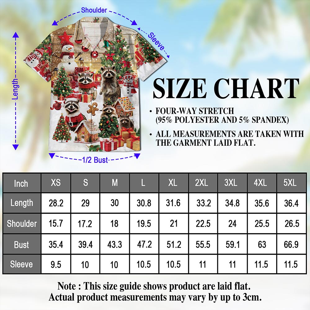 Christmas Raccoon Hawaiian Shirt for Men, Button Down Aloha Shirt - Azhawaiian