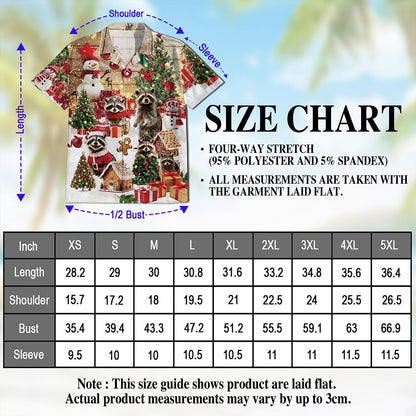 Christmas Raccoon Hawaiian Shirt for Men, Button Down Aloha Shirt - Azhawaiian
