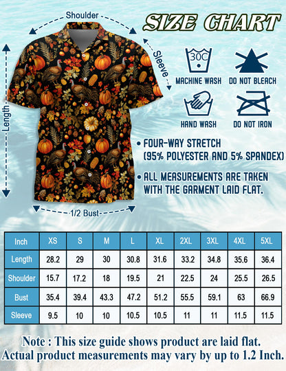 Happy Turkey Day Thanksgiving Hawaiian Shirt for Men, Button Down Aloha Shirt - Azhawaiian