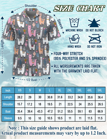 Cute Llama Hawaiian Shirt for Men, Button Down Aloha Shirt - Azhawaiian