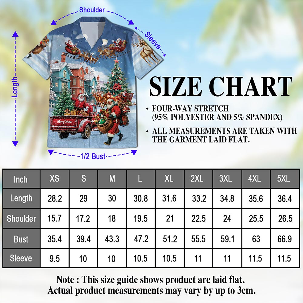 Santa Claus Christmas Hawaiian Shirt for Men, Button Down Aloha Shirt - Azhawaiian