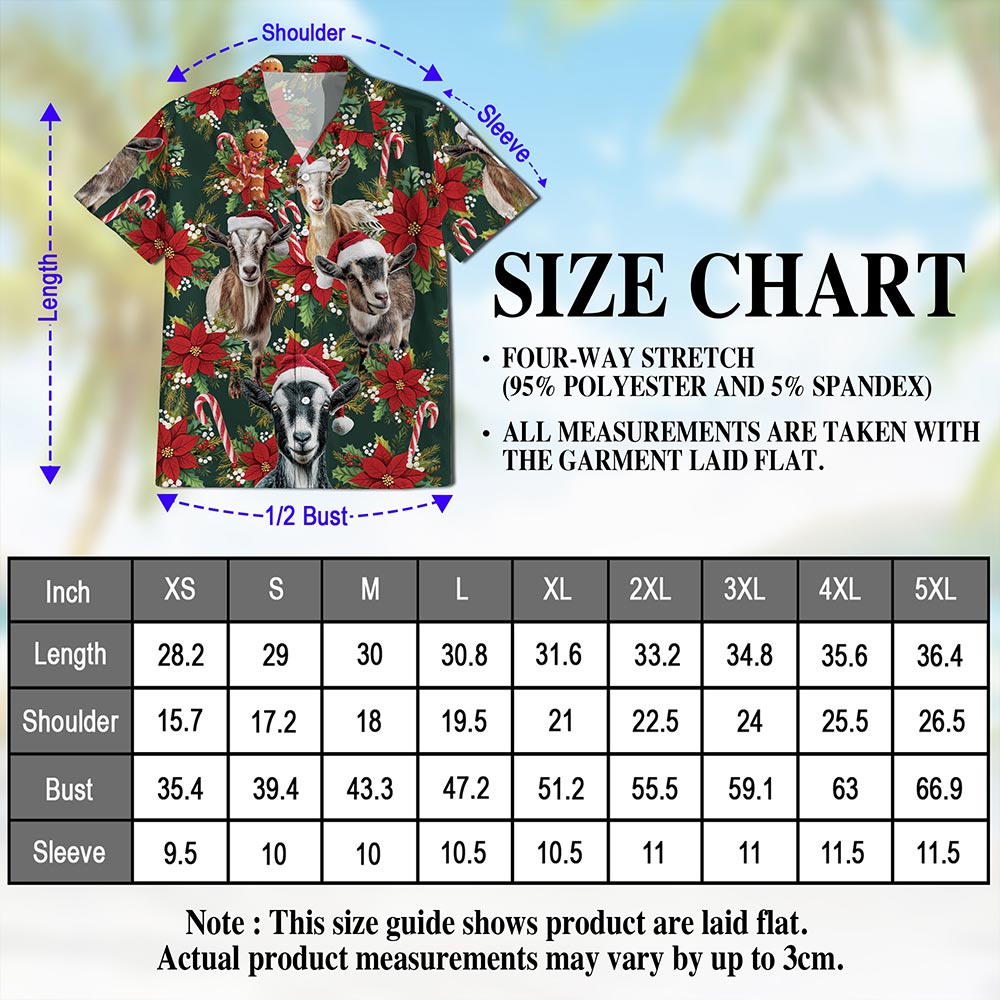 Funny Goat Christmas Hawaiian Shirt for Men, Button Down Aloha Shirt - Azhawaiian