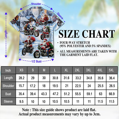 Santa Claus Motorcycle Christmas Hawaiian Shirt for Men, Button Down Aloha Shirt - Azhawaiian