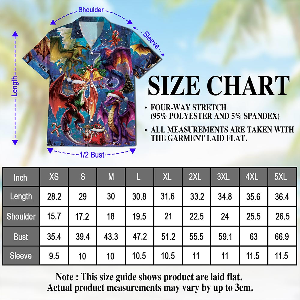 Christmas Dragon Hawaiian Shirt for Men, Button Down Aloha Shirt - Azhawaiian