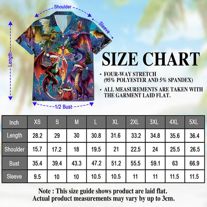 Christmas Dragon Hawaiian Shirt for Men, Button Down Aloha Shirt - Azhawaiian
