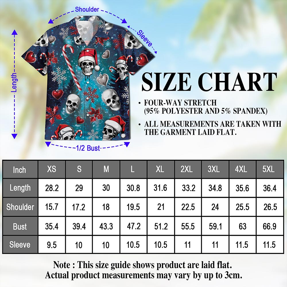 Skull Santa Christmas Hawaiian Shirt for Men, Button Down Aloha Shirt - Azhawaiian