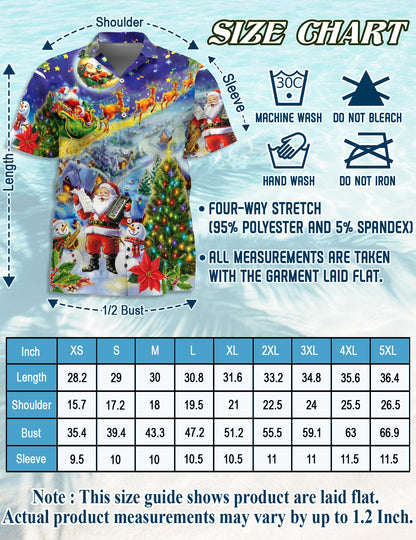 Santa Claus and Snowman Hawaiian Shirt for Men, Button Down Aloha Shirt - Azhawaiian