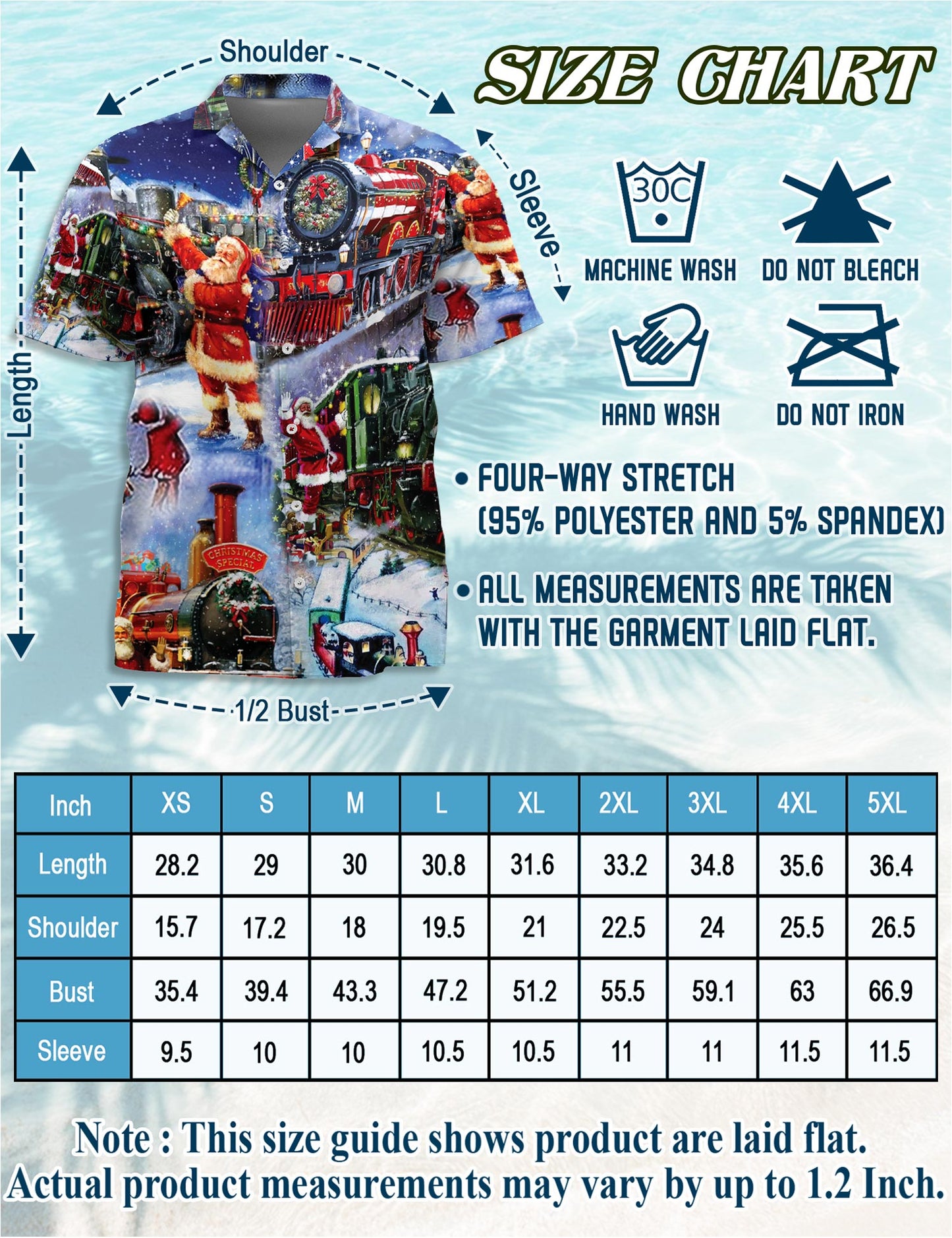 Santa Claus Christmas Train Hawaiian Shirt for Men, Button Down Aloha Shirt - Azhawaiian