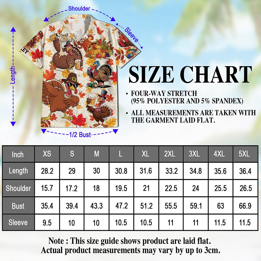 Happy Turkey Day Thanksgiving Hawaiian Shirt for Men, Button Down Aloha Shirt - Azhawaiian