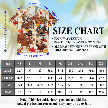 Happy Turkey Day Thanksgiving Hawaiian Shirt for Men, Button Down Aloha Shirt - Azhawaiian