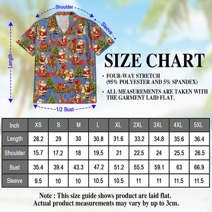 Santa Claus Christmas Night Hawaiian Shirt for Men, Button Down Aloha Shirt - Azhawaiian