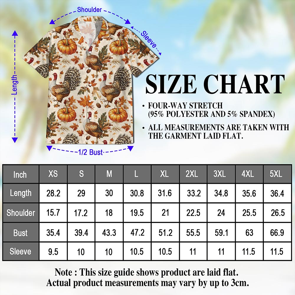 Thanksgiving Turkey Sun Hawaiian Shirt for Men, Button Down Aloha Shirt - Azhawaiian