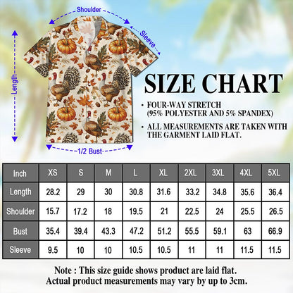 Thanksgiving Turkey Sun Hawaiian Shirt for Men, Button Down Aloha Shirt - Azhawaiian