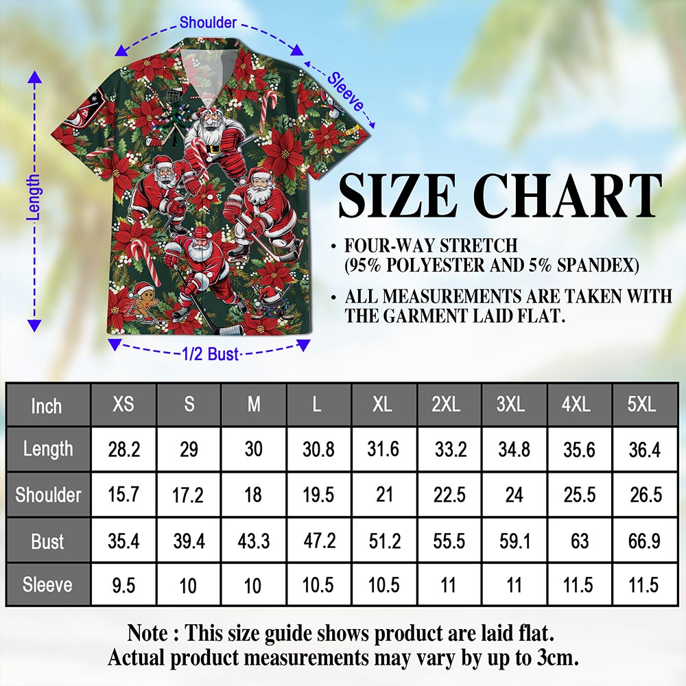 Santa Claus Hockey Hawaiian Shirt for Men, Button Down Aloha Shirt - Azhawaiian