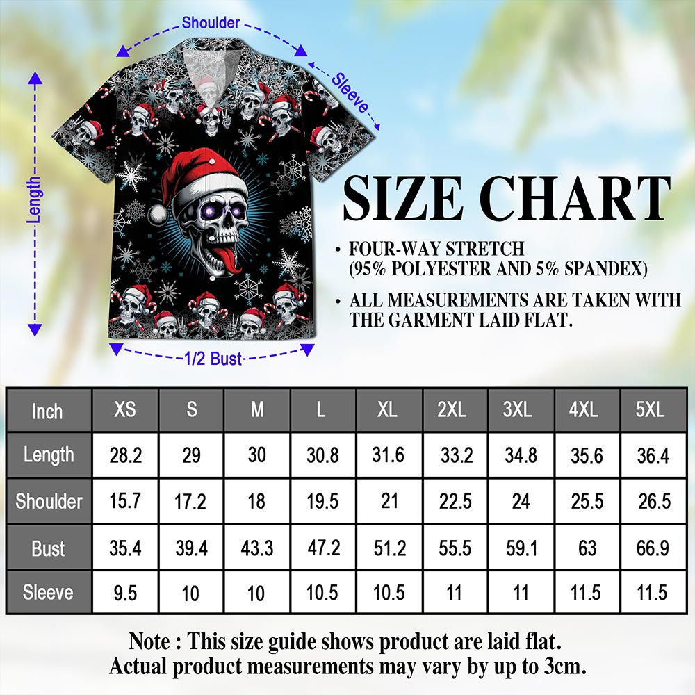 Skull Christmas Hawaiian Shirt for Men, Button Down Aloha Shirt - Azhawaiian