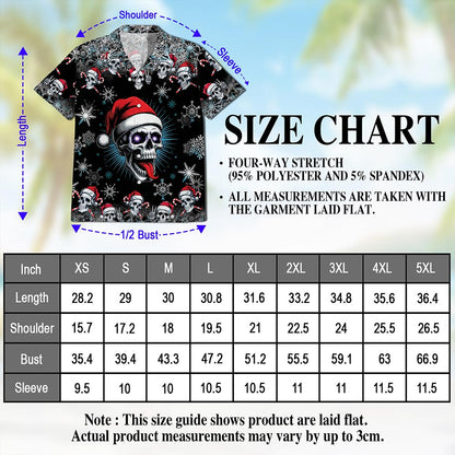 Skull Christmas Hawaiian Shirt for Men, Button Down Aloha Shirt - Azhawaiian