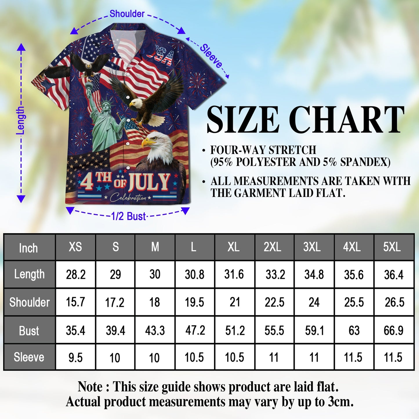 4th of July Independence Day Hawaiian Shirt for Men, Button Down Aloha Shirt - Azhawaiian