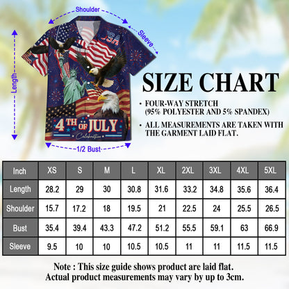 4th of July Independence Day Hawaiian Shirt for Men, Button Down Aloha Shirt - Azhawaiian