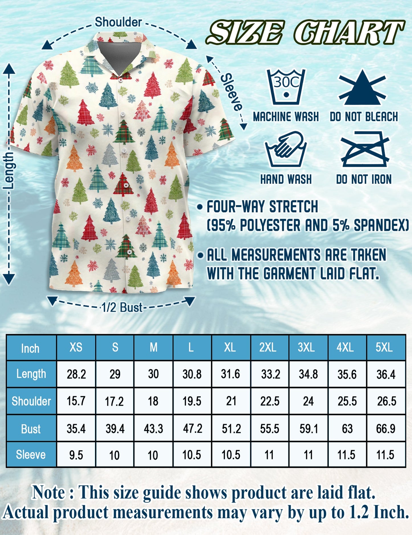 Christmas Tree Pattern Hawaiian Shirt for Men, Button Down Aloha Shirt - Azhawaiian