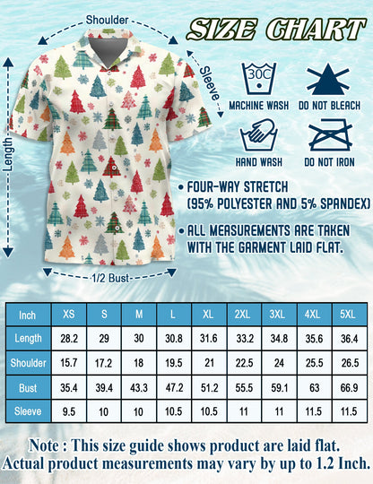 Christmas Tree Pattern Hawaiian Shirt for Men, Button Down Aloha Shirt - Azhawaiian