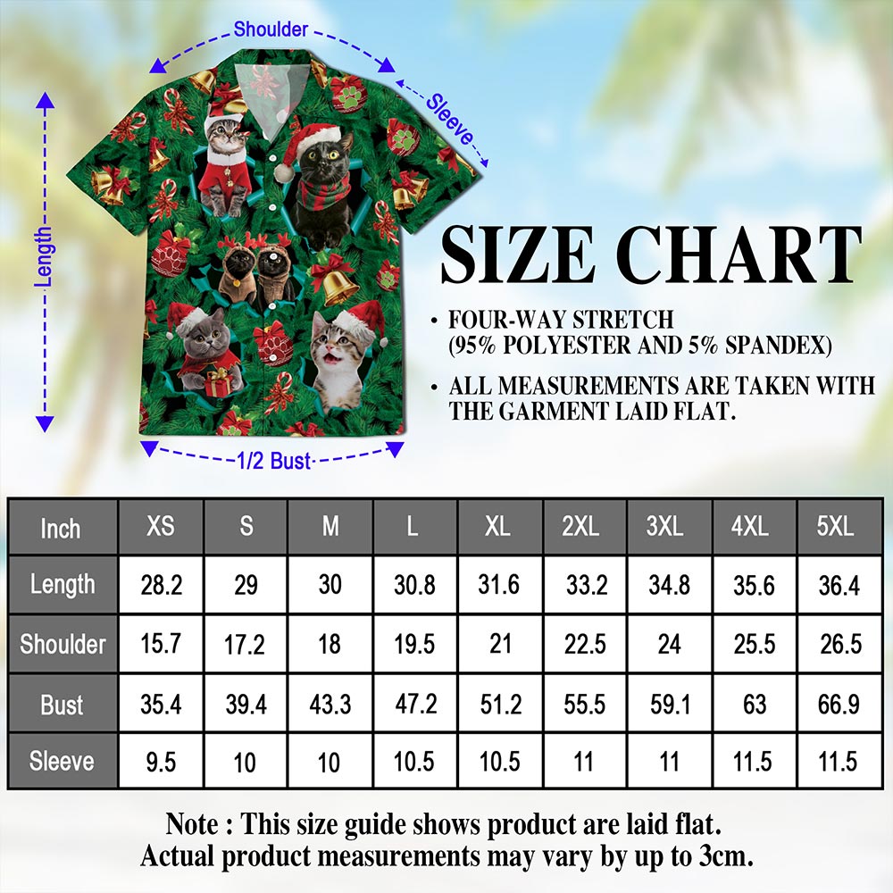 Christmas Cats Hawaiian Shirt for Men, Button Down Aloha Shirt - Azhawaiian