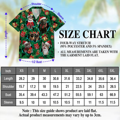Christmas Cats Hawaiian Shirt for Men, Button Down Aloha Shirt - Azhawaiian