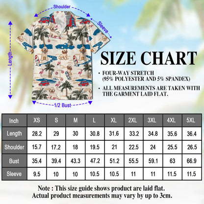 Goldendoodle Tree Beach Print Matching Dog Owner Hawaiian Shirts, Funny Pet Aloha Shirt for Beach Vacation - Azhawaiian
