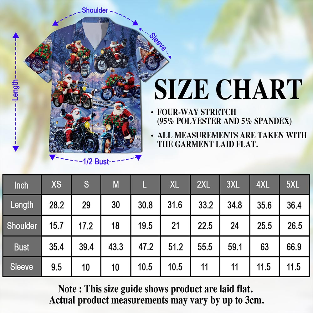 Santa Claus Riding Motorcycle Hawaiian Shirt for Men, Button Down Aloha Shirt - Azhawaiian