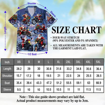 Santa Claus Riding Motorcycle Hawaiian Shirt for Men, Button Down Aloha Shirt - Azhawaiian