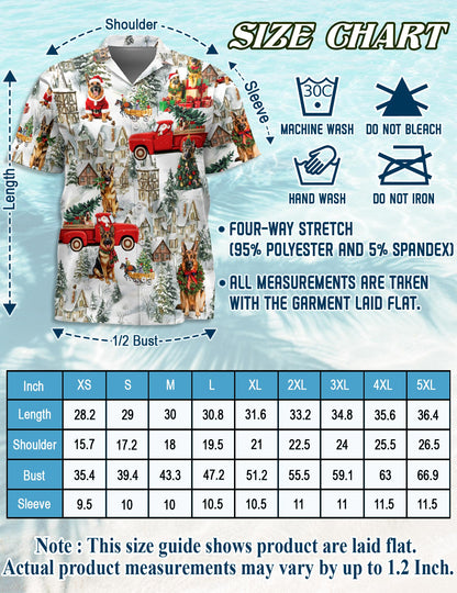 German Shepherd Christmas Hawaiian Shirt for Men, Button Down Aloha Shirt - Azhawaiian