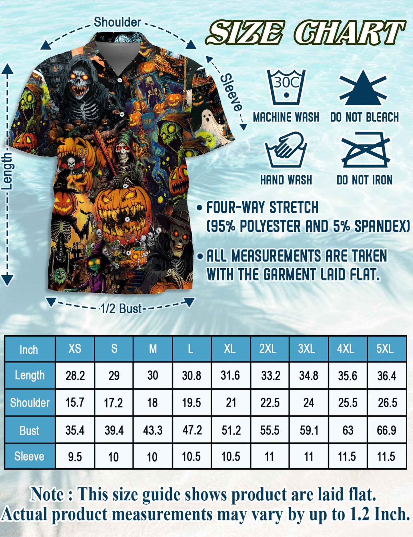 Spooky Skeleton Halloween Hawaiian Shirt for Men, Button Down Aloha Shirt - Azhawaiian