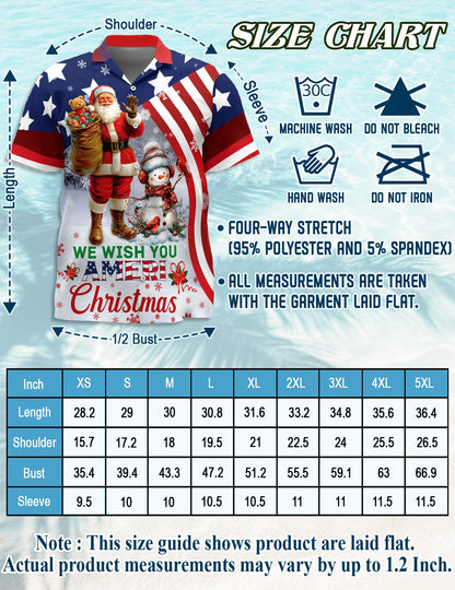 We Wish You Ameri Christmas Hawaiian Shirt for Men, Button Down Aloha Shirt - Azhawaiian