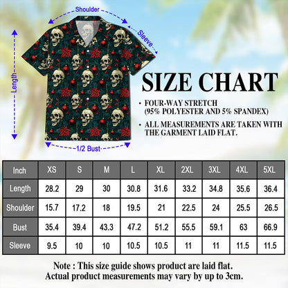 Skull Christmas Hawaiian Shirt for Men, Button Down Aloha Shirt - Azhawaiian