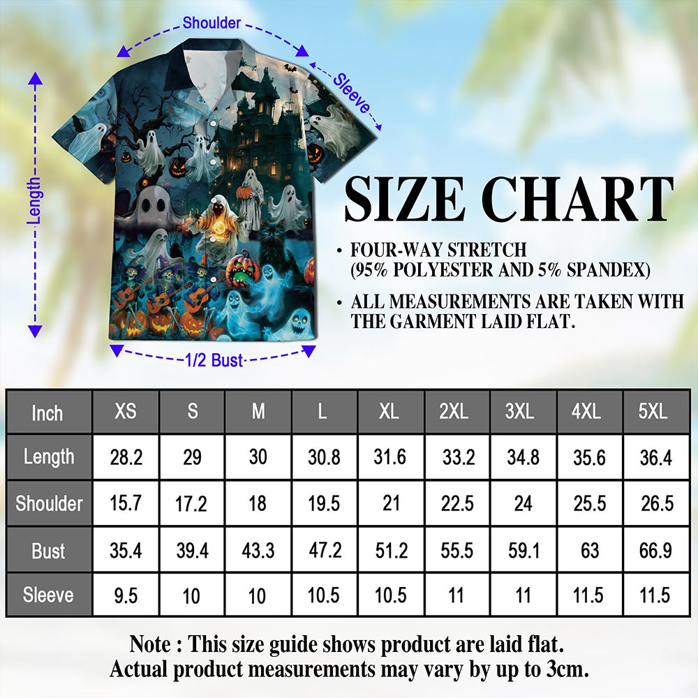 Halloween Ghost Hawaiian Shirt for Men, Button Down Aloha Shirt - Azhawaiian