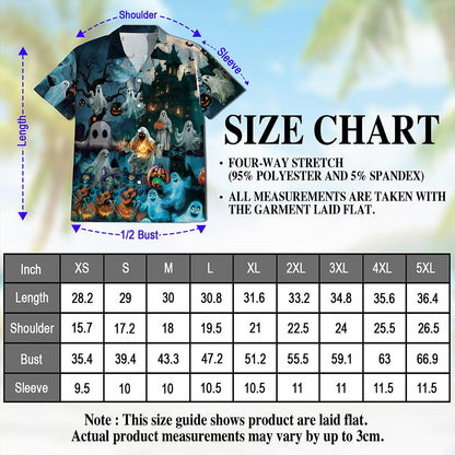 Halloween Ghost Hawaiian Shirt for Men, Button Down Aloha Shirt - Azhawaiian