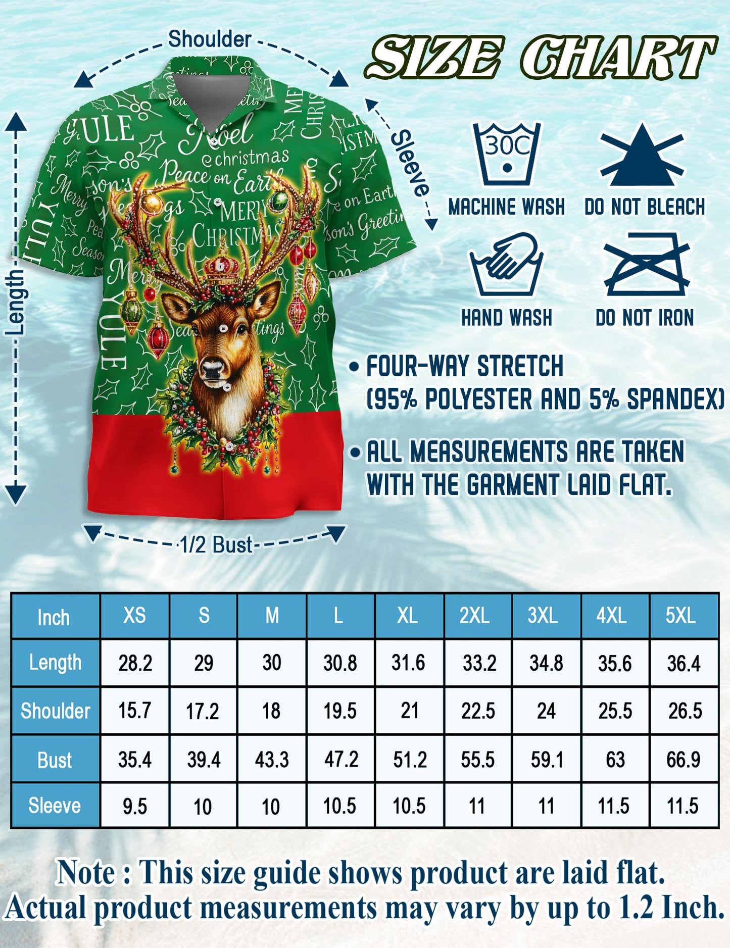 Reindeer Christmas Hawaiian Shirt for Men, Button Down Aloha Shirt - Azhawaiian