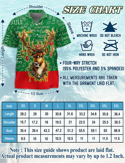 Reindeer Christmas Hawaiian Shirt for Men, Button Down Aloha Shirt - Azhawaiian