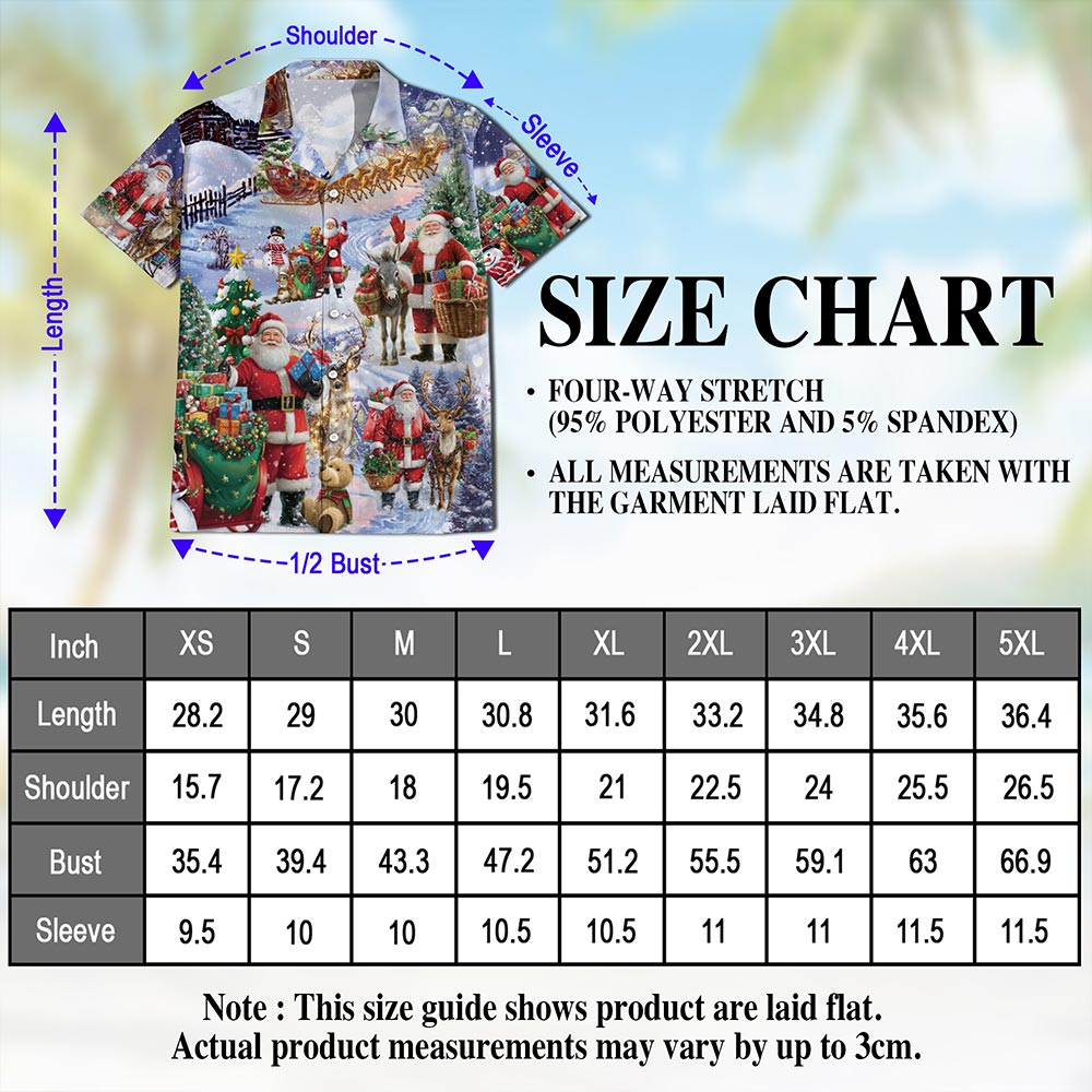 Santa Claus Snowy Christmas Village Hawaiian Shirt for Men, Button Down Aloha Shirt - Azhawaiian