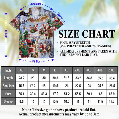 Santa Claus Snowy Christmas Village Hawaiian Shirt for Men, Button Down Aloha Shirt - Azhawaiian