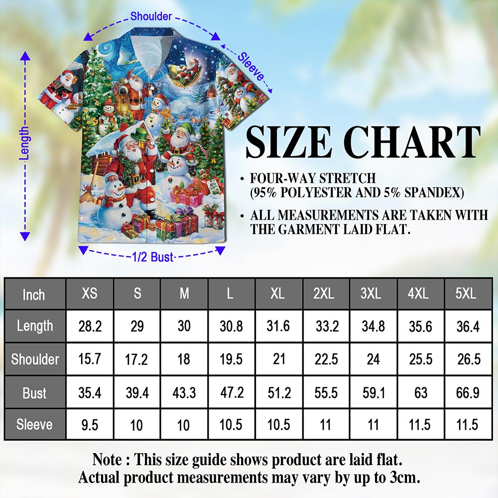 Santa Claus and Snowman Hawaiian Shirt for Men, Button Down Aloha Shirt - Azhawaiian